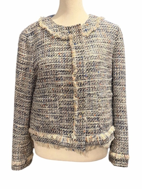 J. Crew Jackets & Blazers - J. Crew Tweed Lady Jacket Multicolor Zip Up Pockets Fringe Fully Lined Size 10